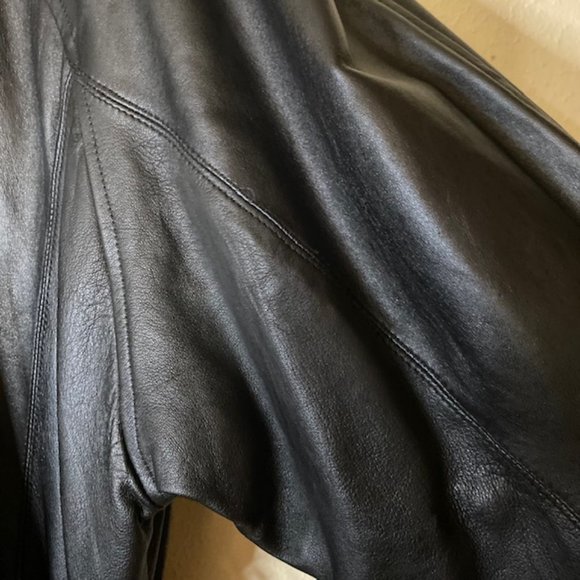 Fairfax Men's Vintage Black Leather Trench Coat Size L - Picture 10 of 13